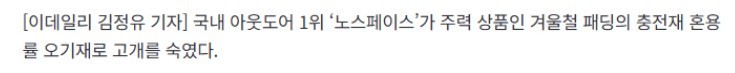 ‘아웃도어 1위’ 노스페이스 패딩 근황-2