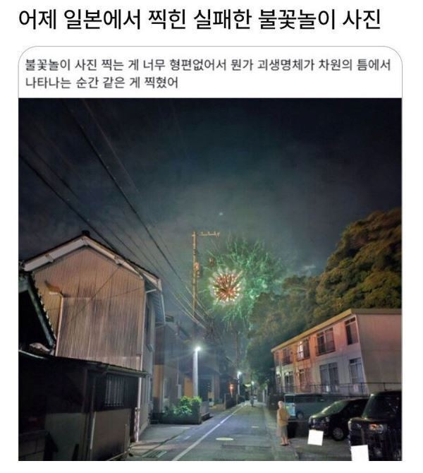 어느 일본인이 찍은 실패한 불꽃놀이 사진