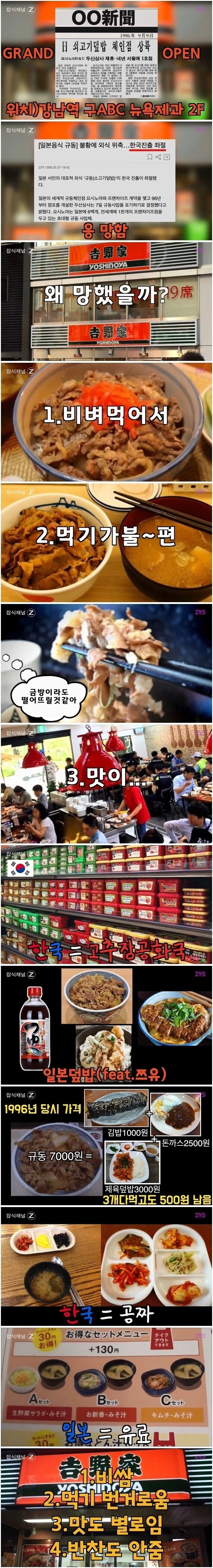 한국에 진출했던 요시노야가 소리소문없이 사라진 이유
