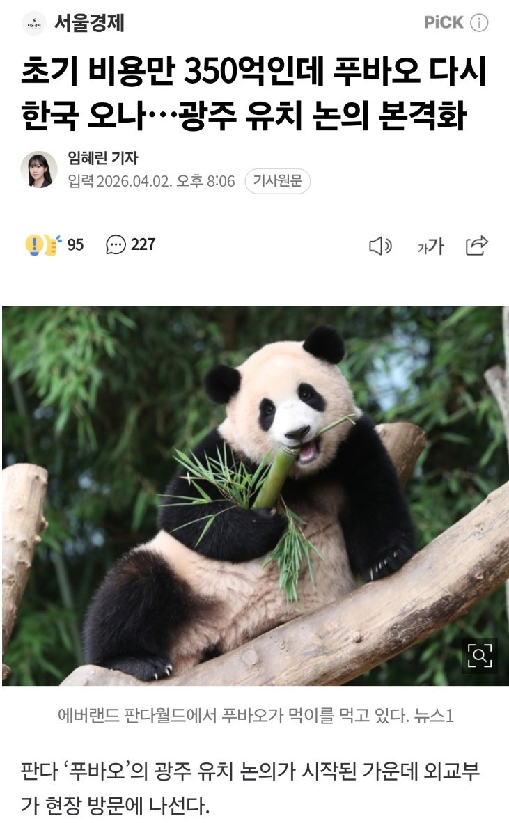 비용만 350억인데 푸바오 다시 한국 오나