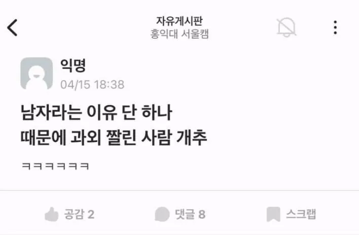 현재 난리난 홍익대 남학생들 근황