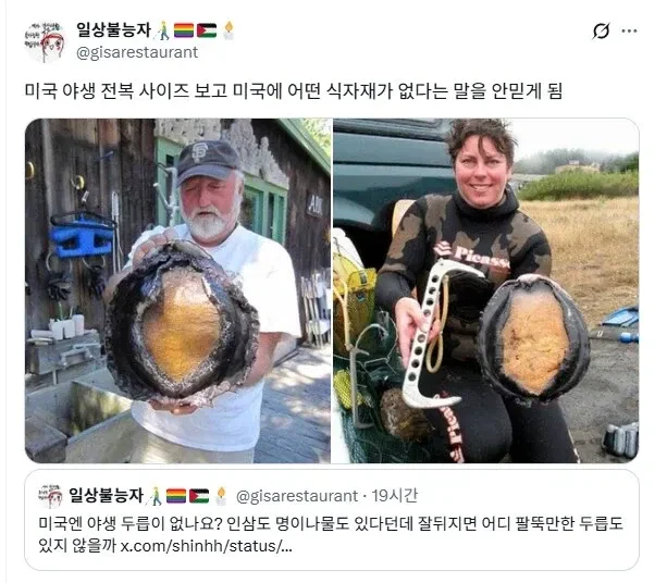 미국 자연산 전복 크기