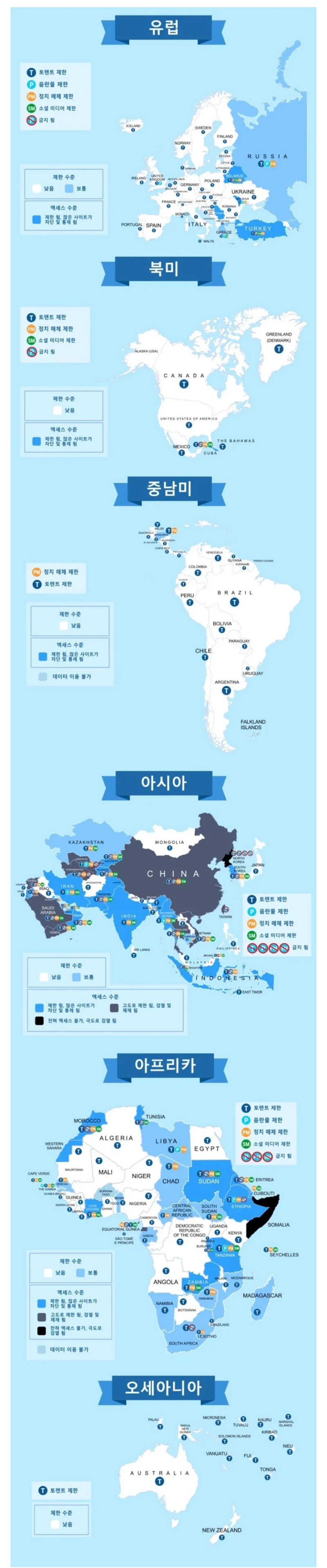세계 각국의 인터넷 검열 수준
