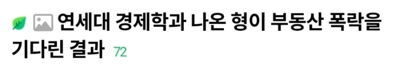 연대 경제학과 나온 형이 부동산 폭락 기다린 결과