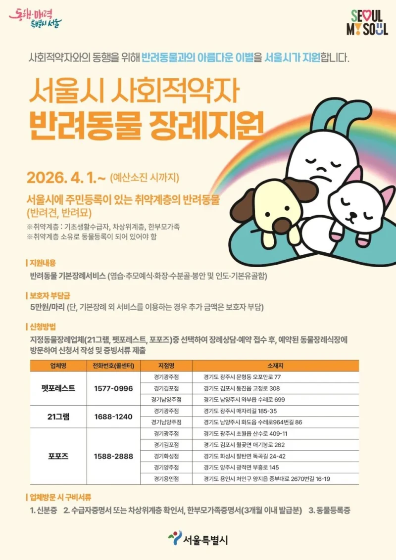 반려동물 장례식비 지원해주는 서울시 