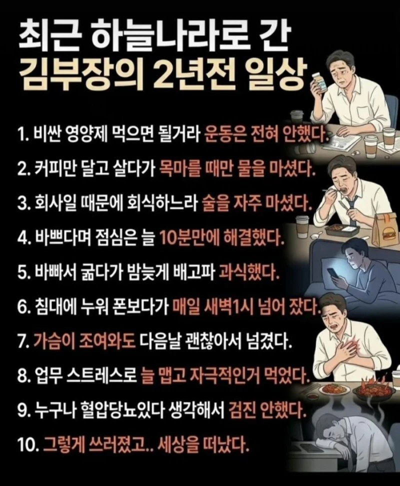 최근 하늘나라로 간 김부장의 일상