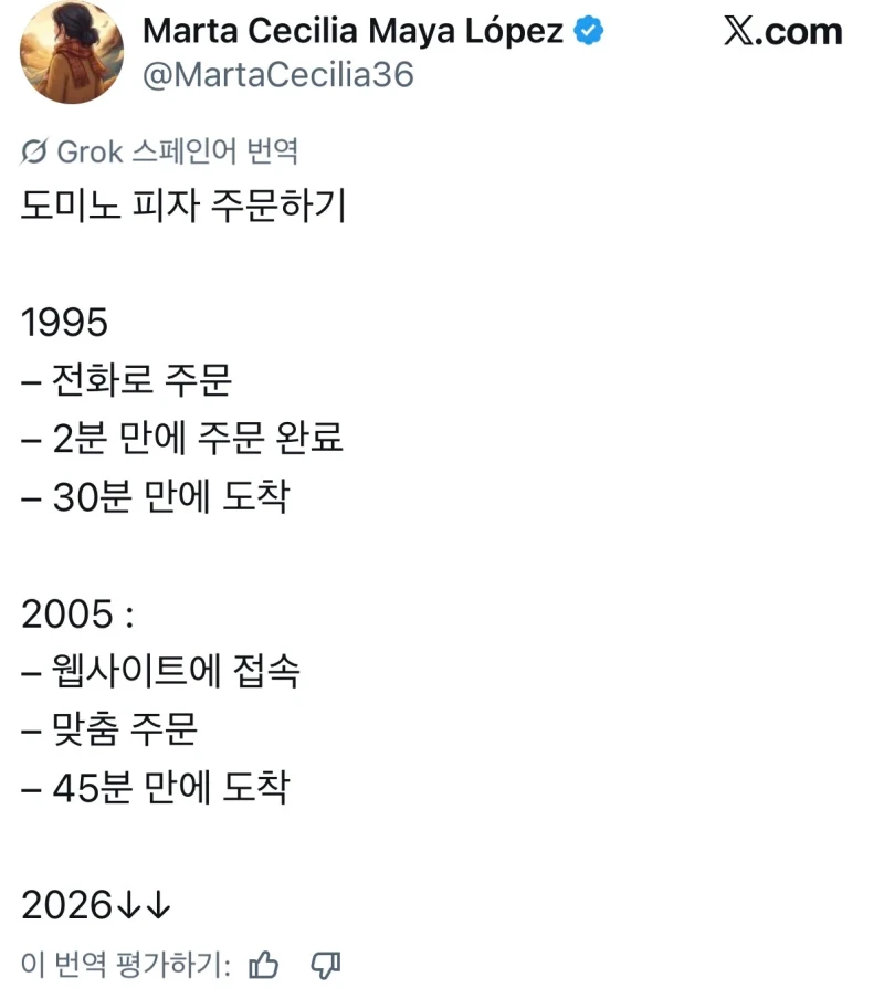 도미노 피자 주문 1995 vs 2005 vs 2026
