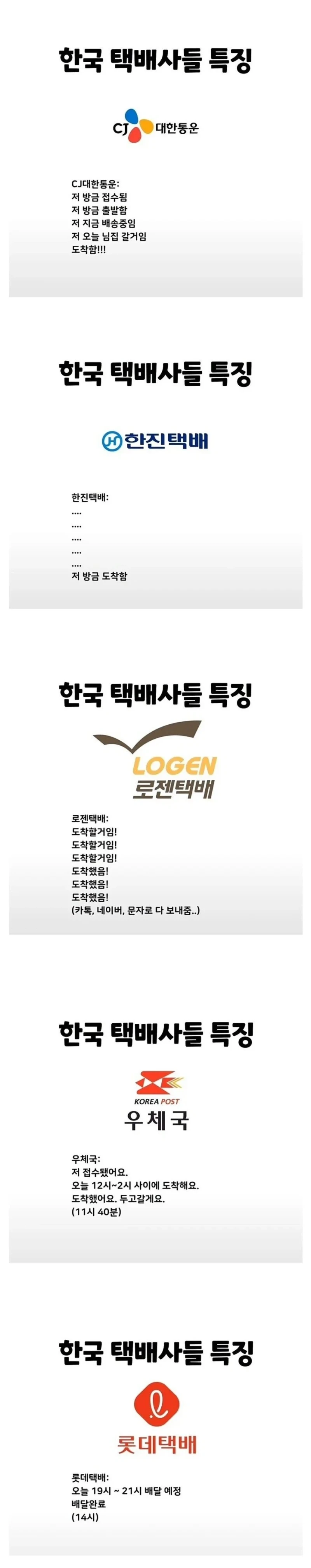 한국 택배사들 특징-2