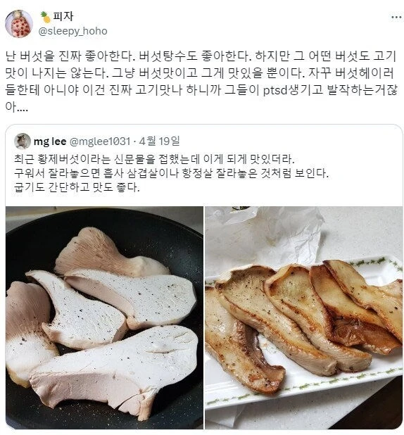 버섯이 고기맛 난다고 할 때 들었던 의문