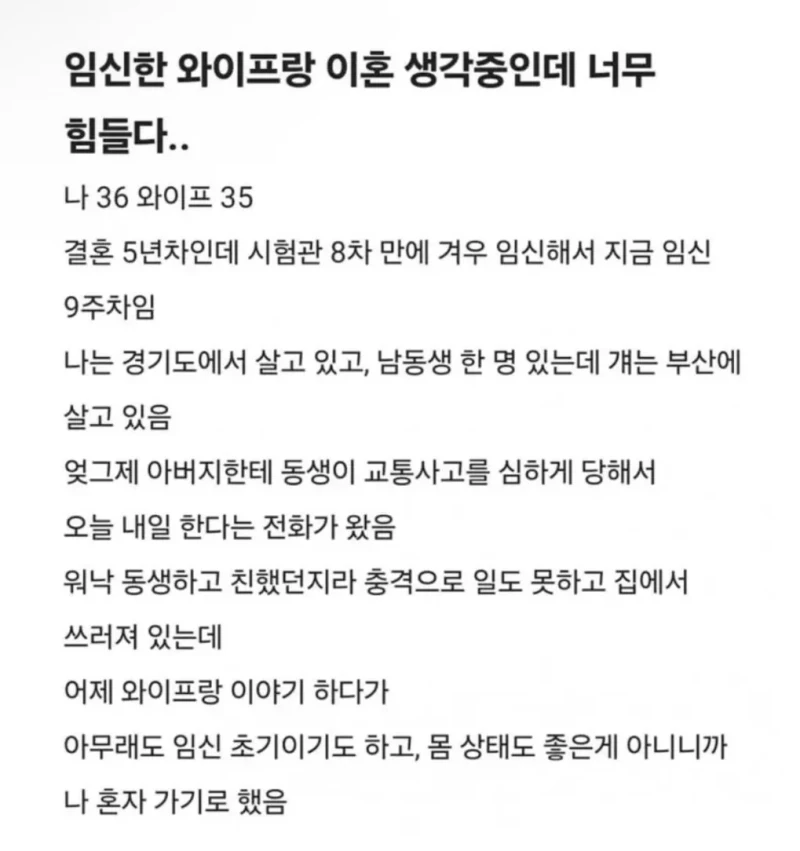임신한 와이프에게 눈 뒤집혀서 이혼 생각하는 남편 