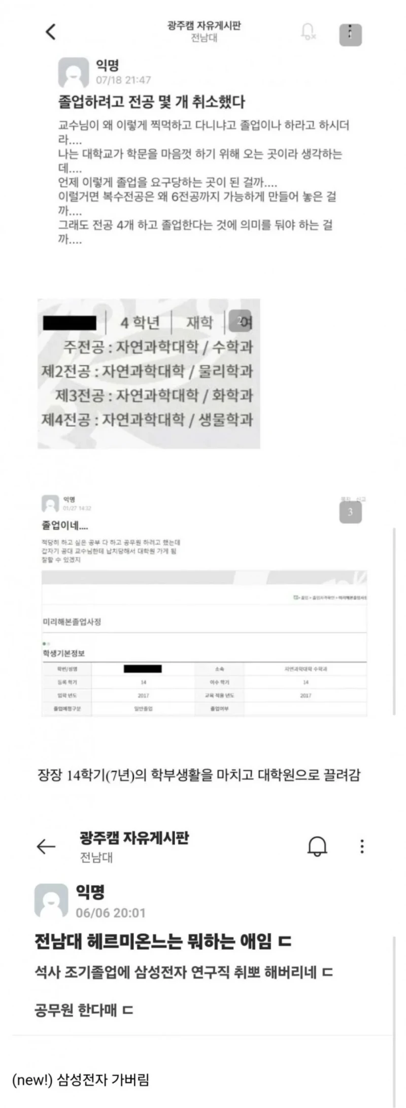 교수님에게 졸업이나 하라는 말 들은 학생