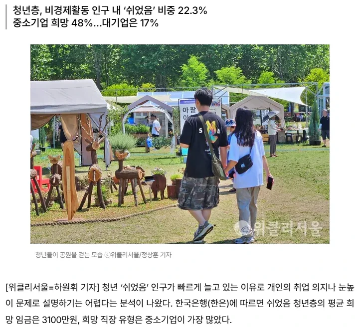 '2030 쉬었음 청년' 대기업만 찾아? 한은 조사결과 아냐-2