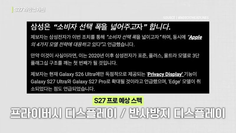 반응 좋은 S27 작아진 울트라 '작트라' 유출 스펙-5