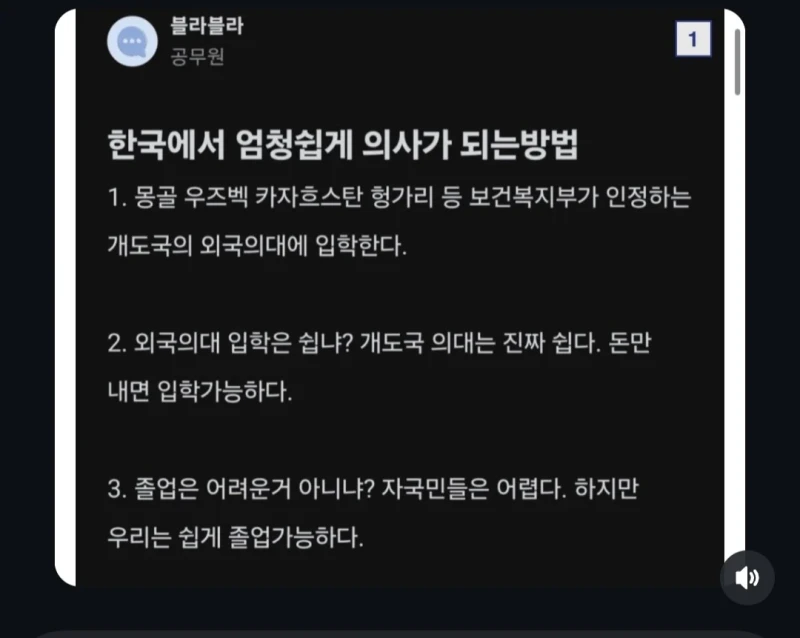 한국에서 손쉽게 의사되는법
