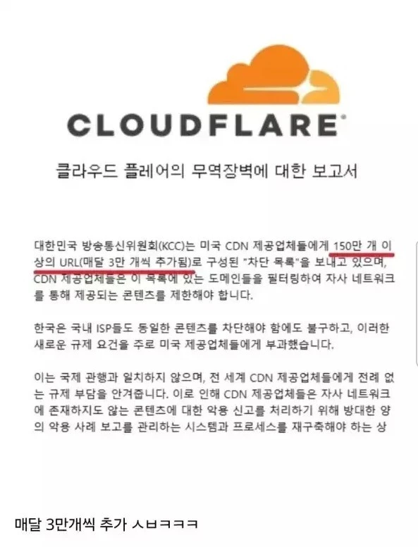 성인사이트 150만개 차단 ㄷㄷ