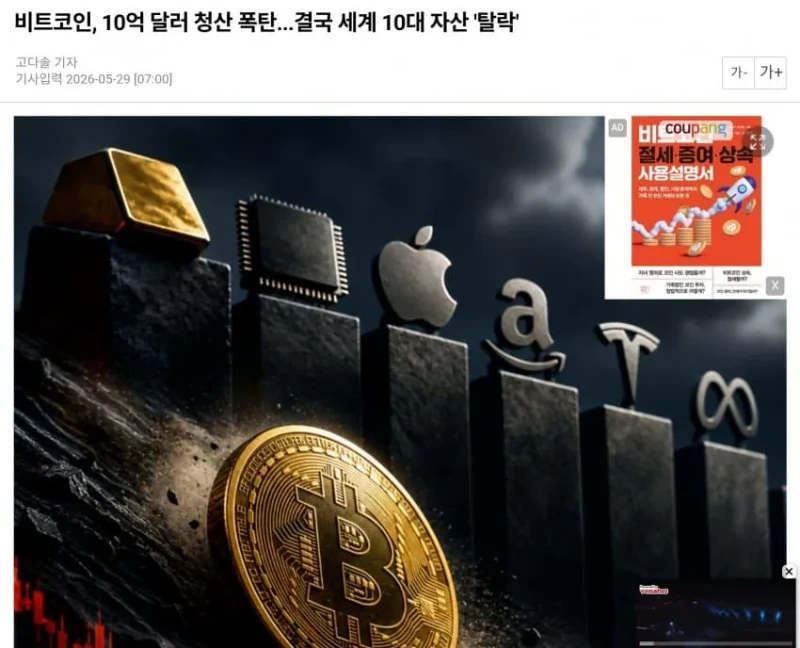 비트코인, 세계 10대 자산 탈락