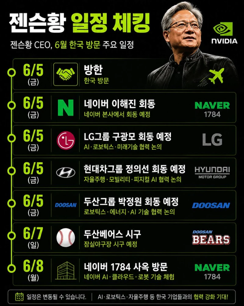 젠슨 황 방한 일정