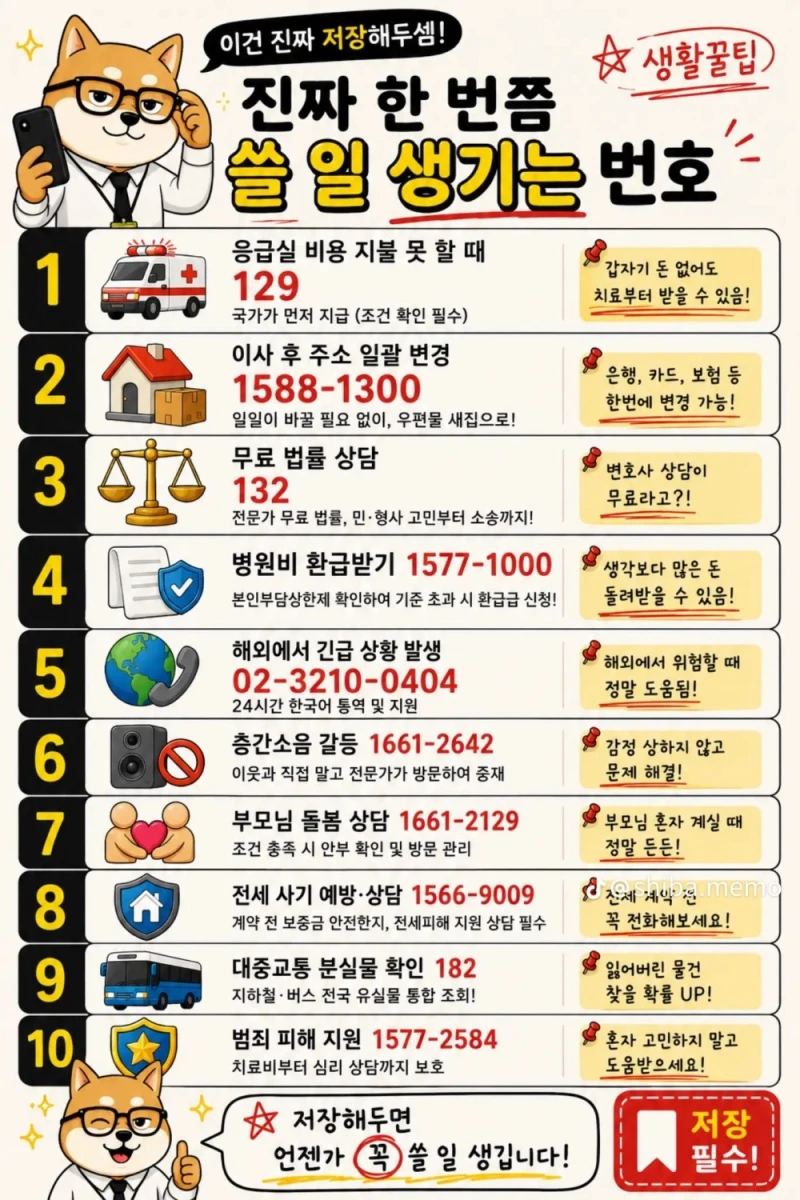언젠가 한 번 쯤은 쓸 일이 생길 것 같은 번호