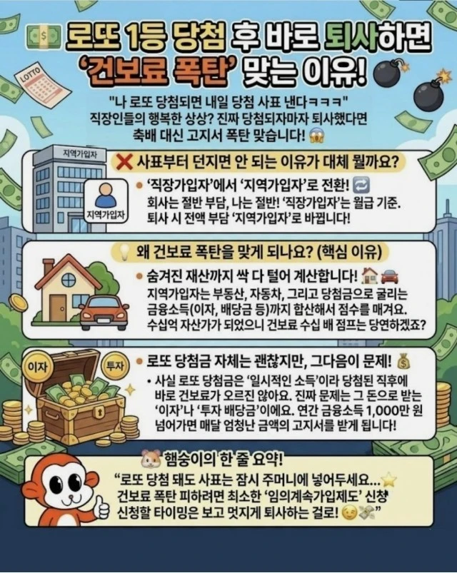 로또 1등 당첨후 바로 퇴사하면 건보료 폭탄