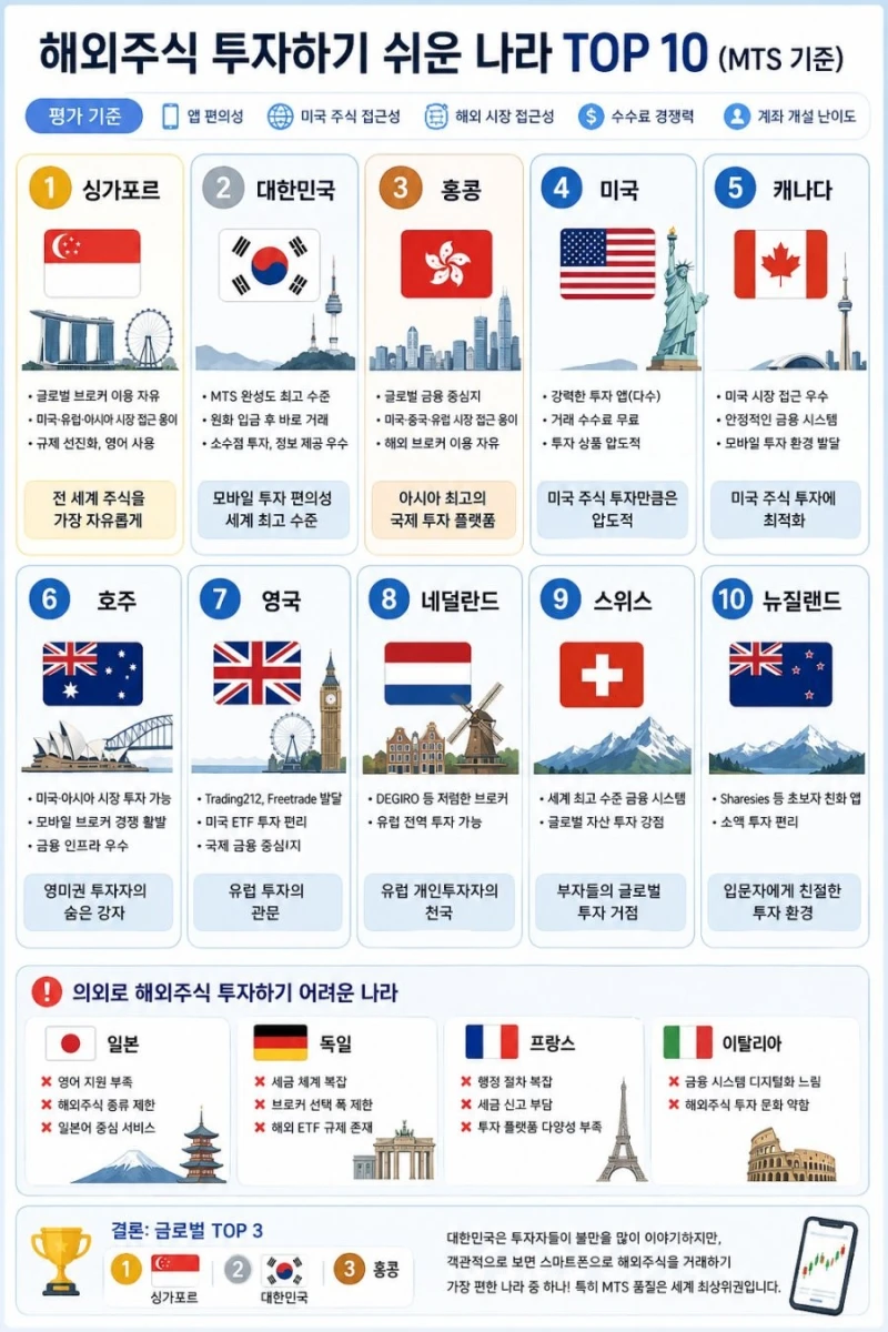 해외주식 투자하기 쉬운나라 TOP 10
