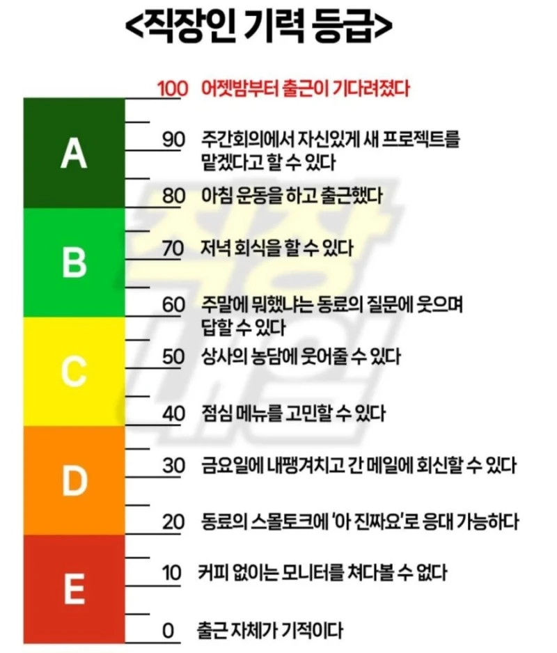 직장인 기력 등급