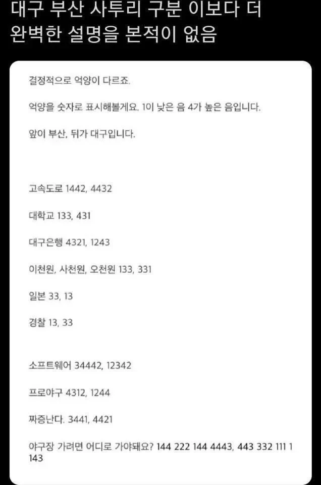부산과 대구 사투리 구분하기
