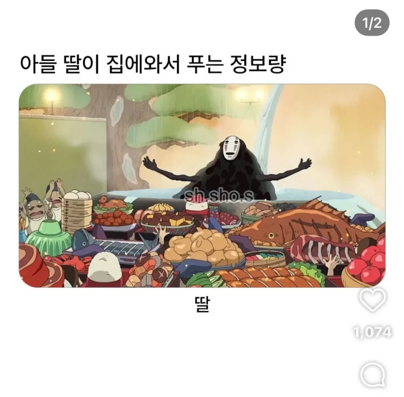 아들과 딸이 집에 와서 푸는 정보량
