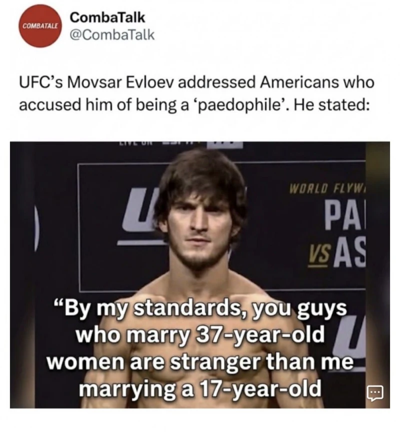 소아성애자라고 비난 받는 UFC 선수의 일침