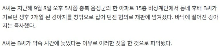15층 아파트 창밖으로 지인 강아지 던져 죽인 20대-2