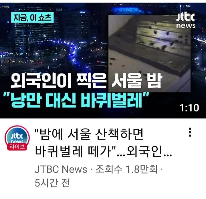 서울로7017 바퀴벌레 바글바글..외국인들 경악