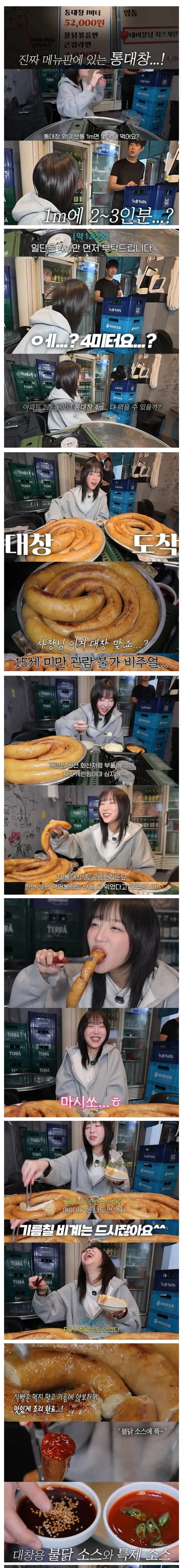 이제 대창은 한 줄 정도 밖에 못 먹는 쯔양