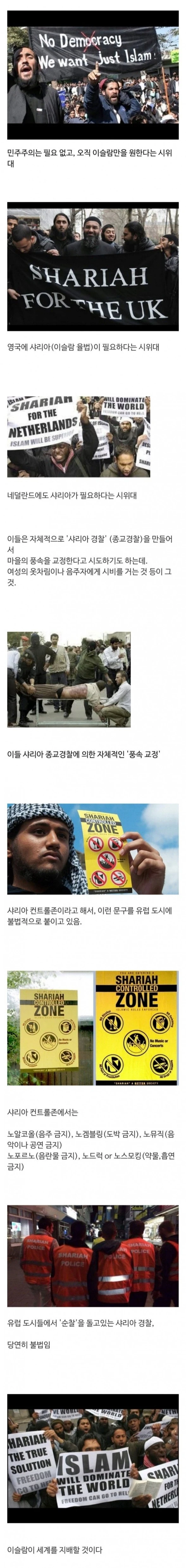 이슬람인이 일정비율 넘으면 생기는 시위