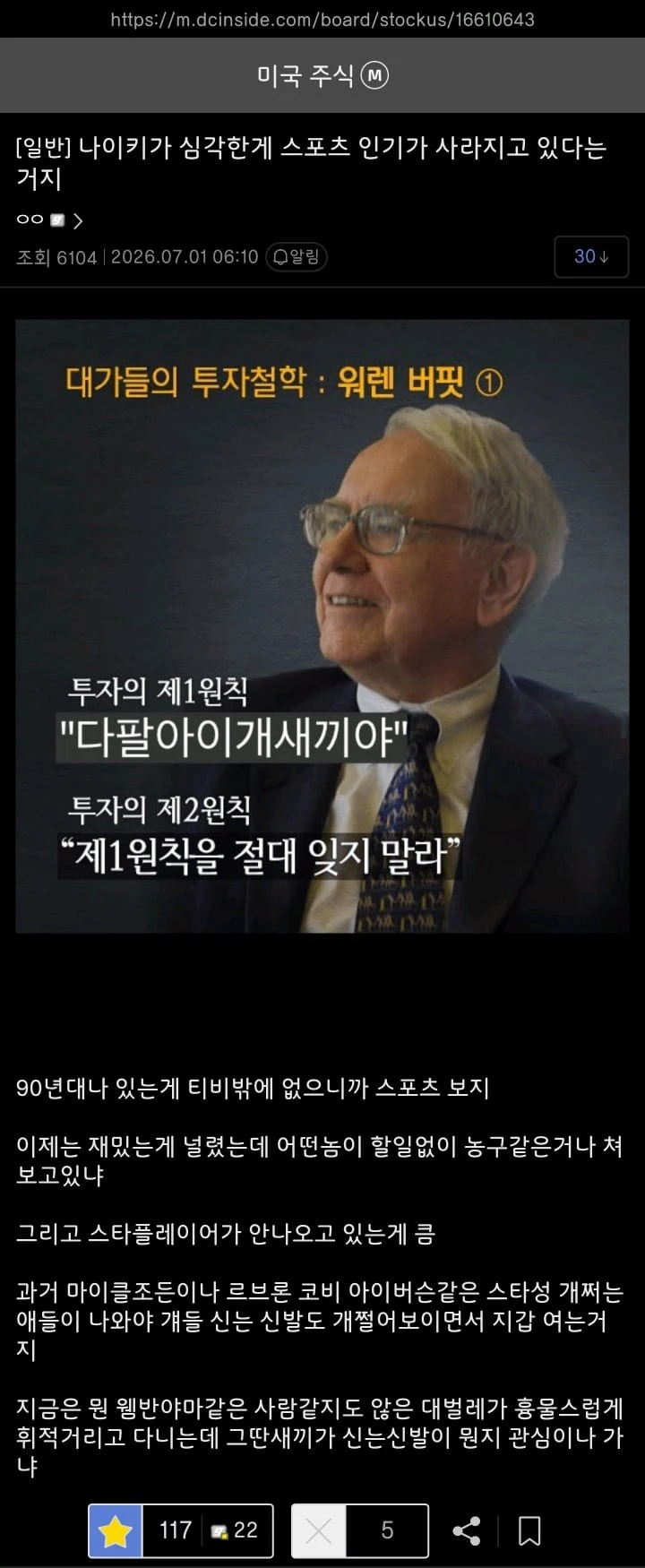 나이키가 심각한 이유를 분석하는 미주갤러