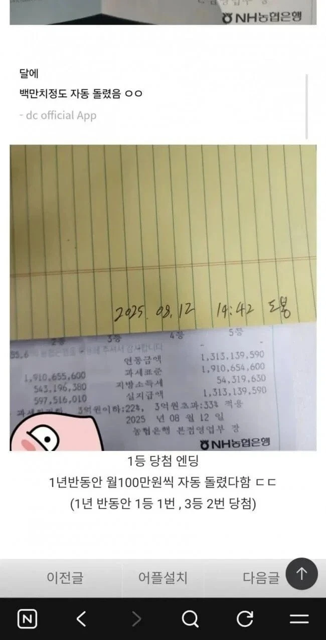 1년반 동안 로또 매월 백만원씩 산 사람의 최후..