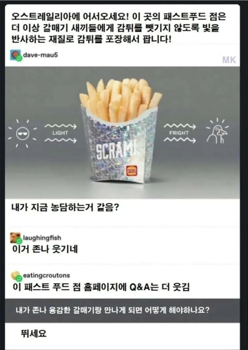 오스트레일리아의 감자튀김