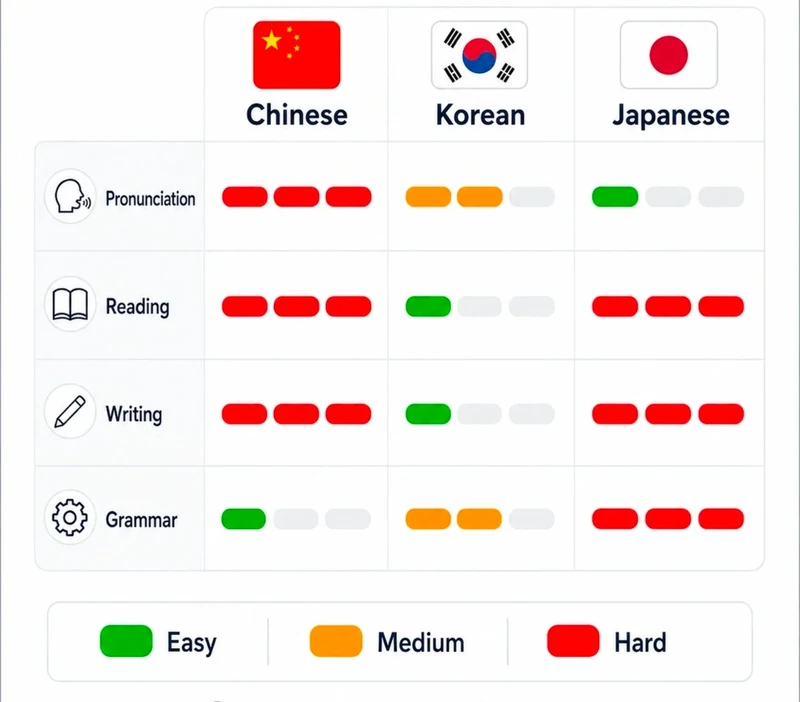 영어권 화자가 본 동아시아 언어의 난이도