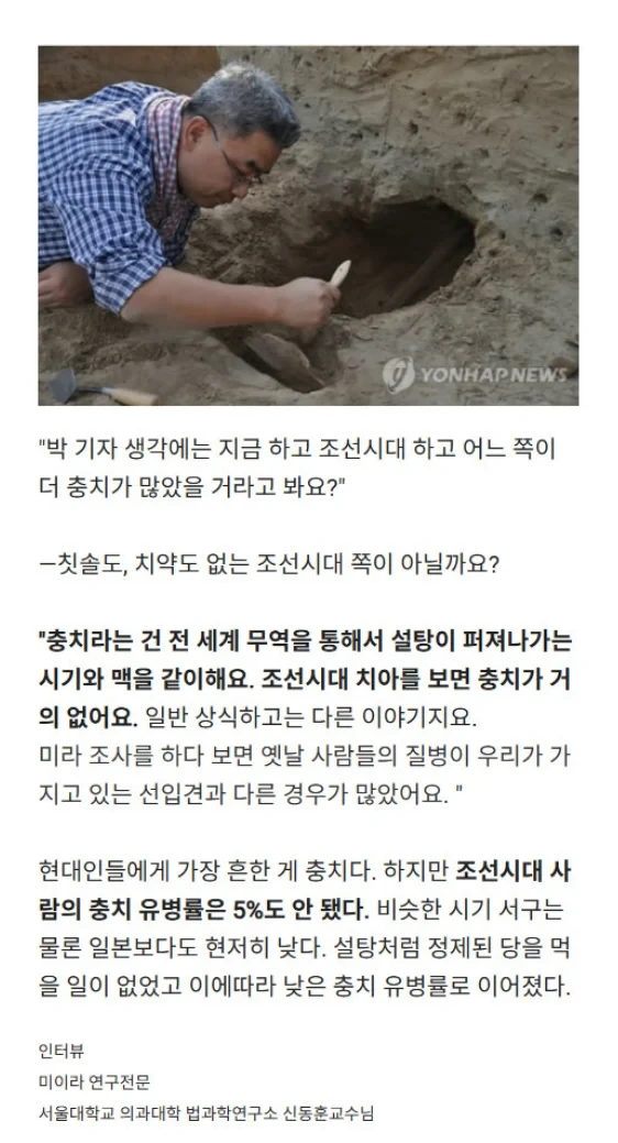 조선시대 사람들의 치아 상태