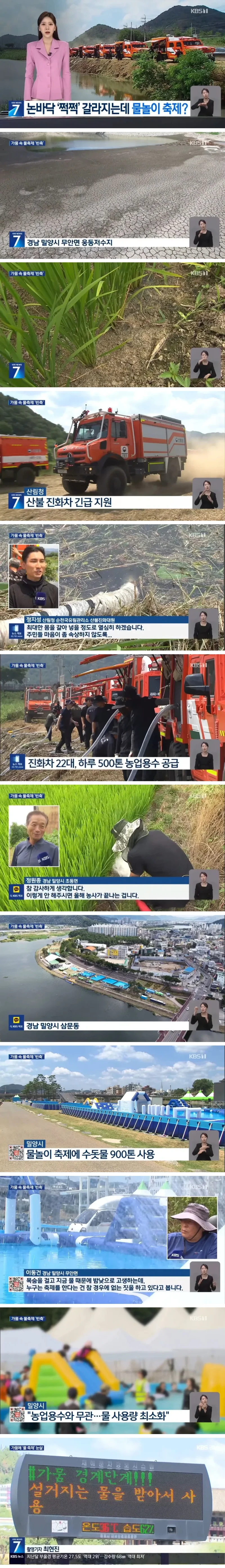 농촌은 가뭄인데 도시에서는 물놀이