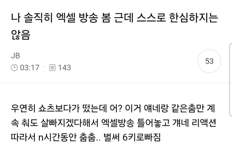 엑셀 방송보는 여시