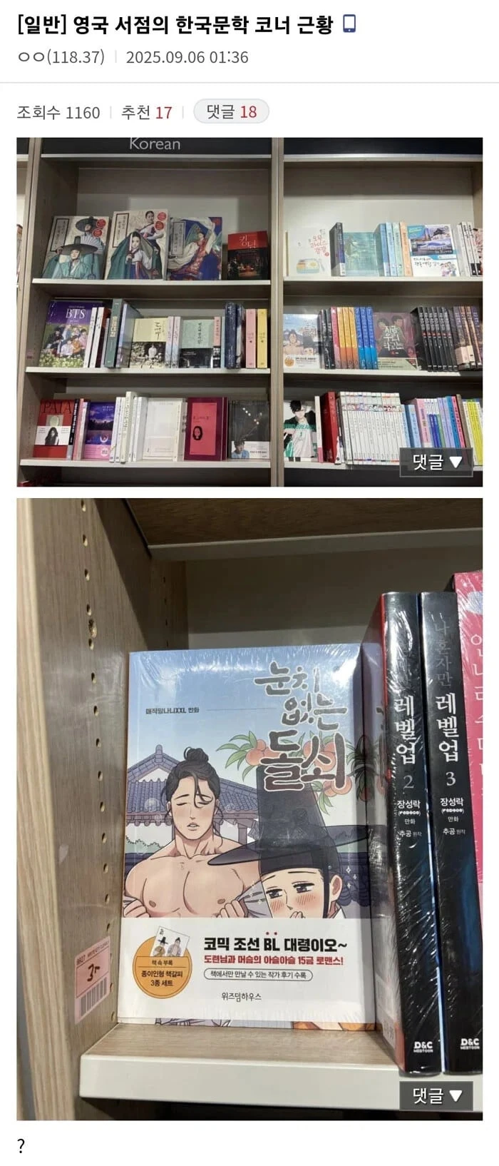 영국 서점의 한국문학 코너