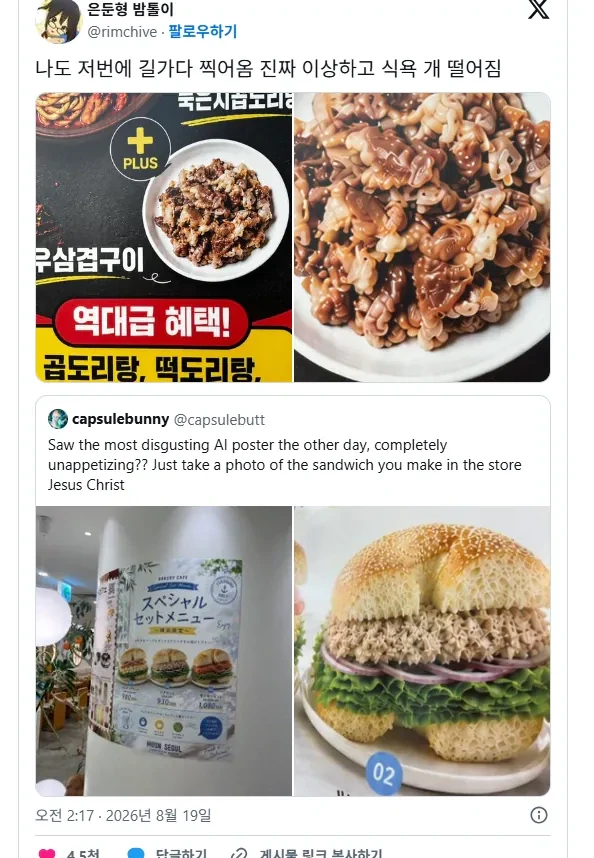 혐) 세계적으로 거부감 가진다는 AI 메뉴판들