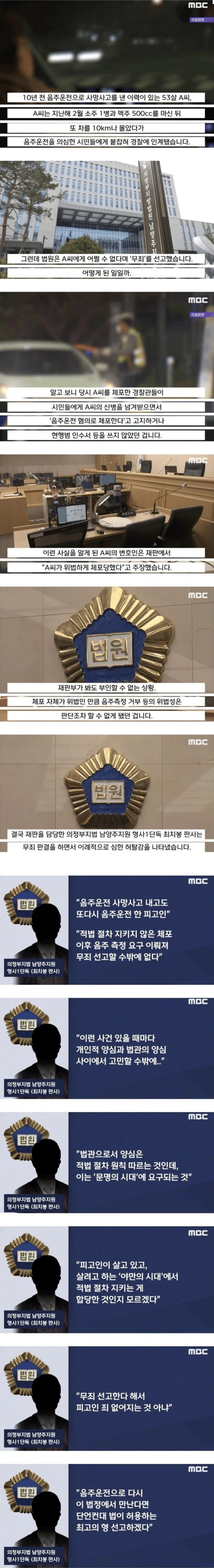 음주운전 무죄 판결을 내리며 판사가 한탄한 이유