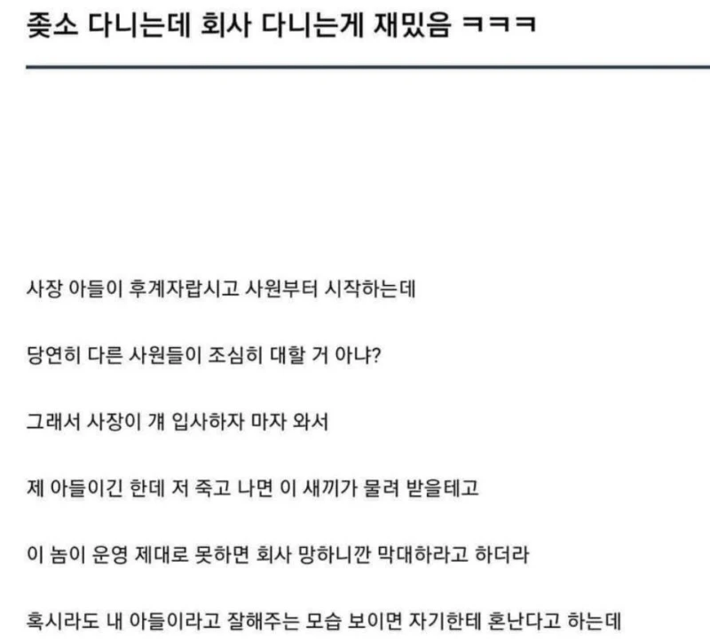 ㅈ소 다니는데 회사 다니는 게 재밌음 