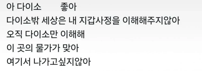 다이소밖에 날 이해해주지 않아