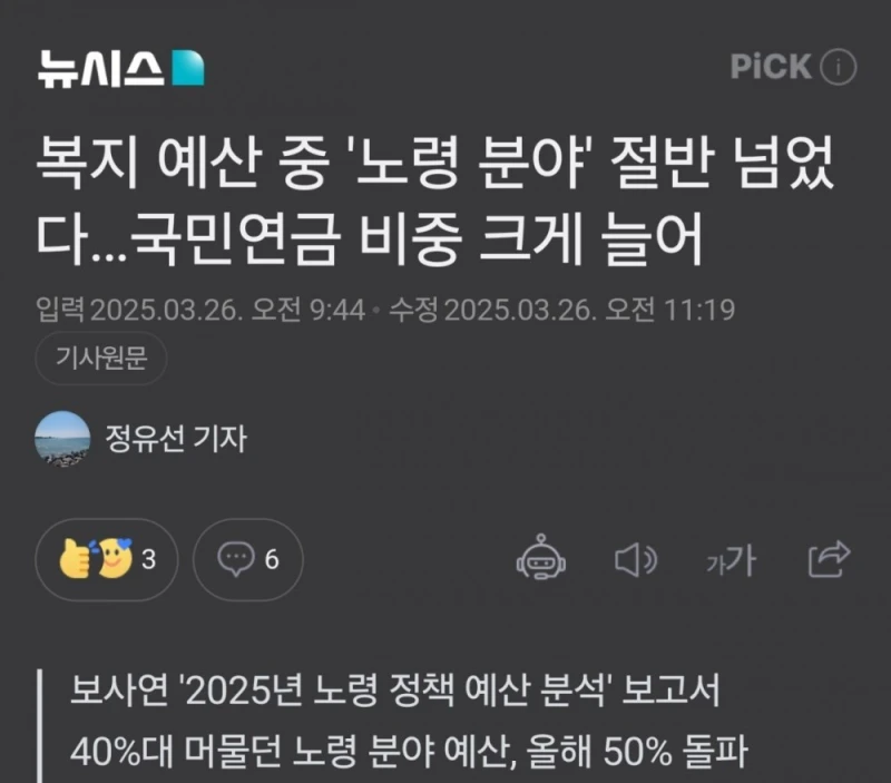 노인 복지예산 50% 비율 돌파