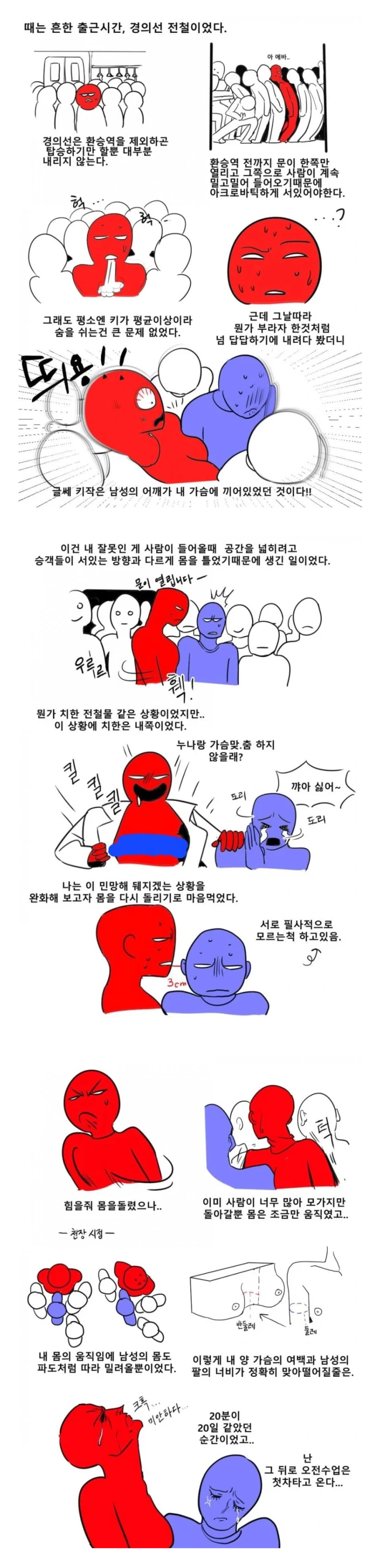 지하철에서 가슴에 팔이 끼인 썰
