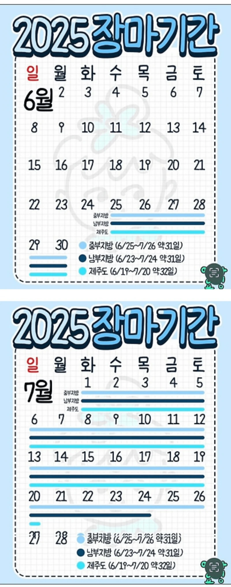 7월 멸망... 올해 장마기간 예상