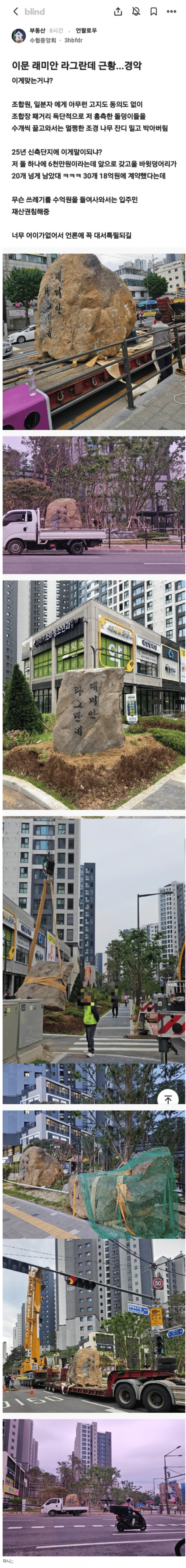 난리난 서울 한 아파트 단지 바위 조경 논란