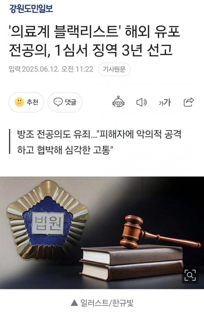 '의료계 블랙리스트' 해외 유포 전공의, 1심서 징역 3년