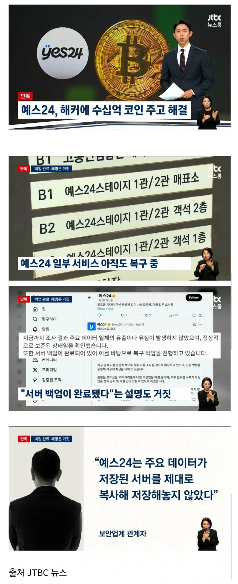 해커에게 수십억 코인 지불했다는 예스24 